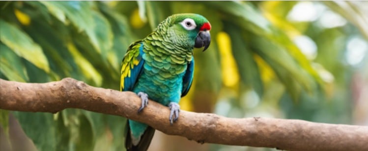 Cheek Turquoise Conure  plumage is highly pigmented green with a blue shade origin and natural habitat