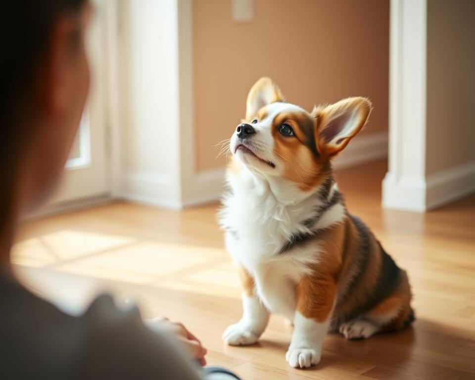 Corgi learning basic obedience commands