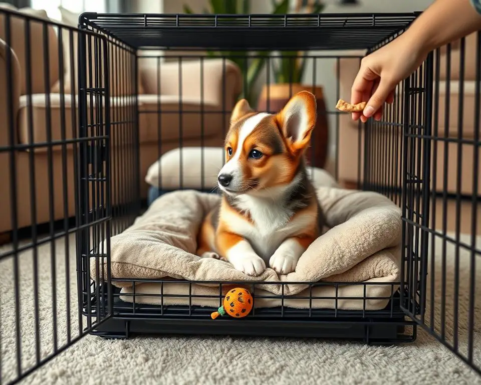 crate training for Corgis