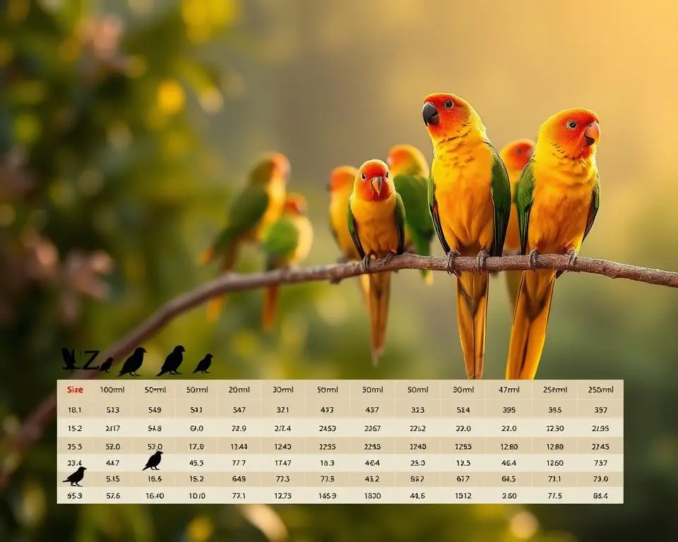 conure size chart